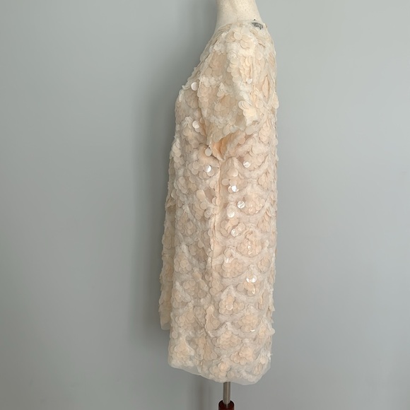 Zara Cream Giant Sequin Dress Size Medium Mermaid Vibes - Picture 5 of 8